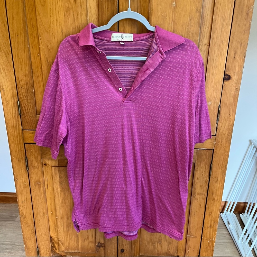 Fairway & Greene Magenta Striped Polo Shirt